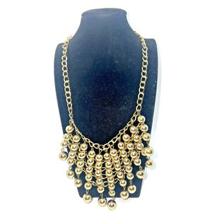 Macy's Bead Chain Bib Necklace Gold Plated Fashion Costume Jewelry